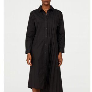 CQbyCQ Asymmetric Chic Black Long Sleeve Pleated Button Down Shirt Dress Small